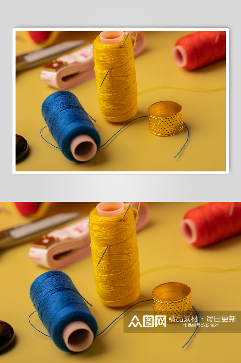 衣线团针织刺绣针线摄影图片素材