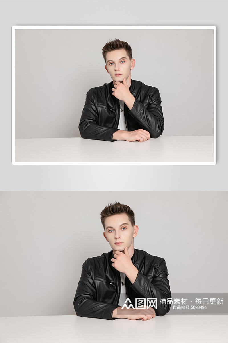 黑色夹克职场帅气时髦外国男生人物摄影图素材