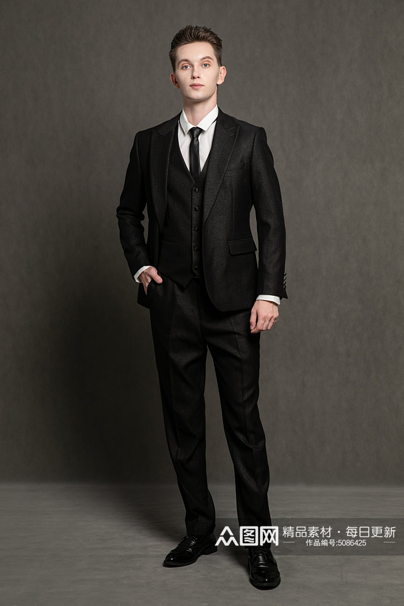 黑色西装职场帅气时髦男生人物摄影图片素材