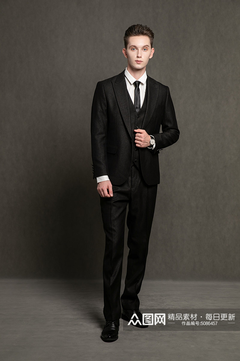 黑色西装职场帅气时髦男生人物摄影图片素材