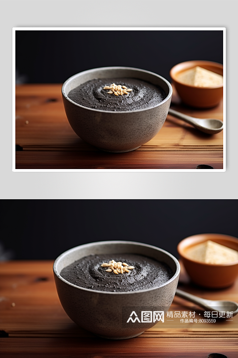 AI数字艺术黑芝麻糊传统美食摄影图素材
