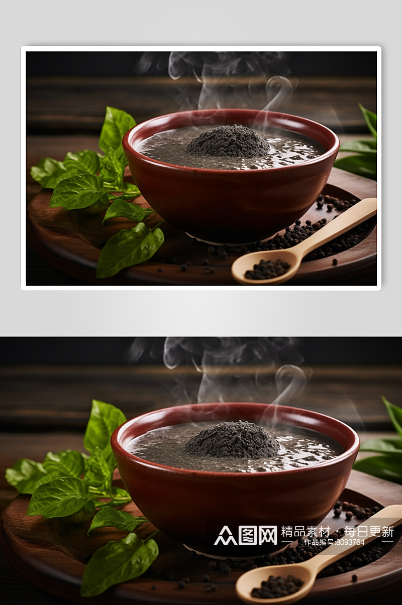 AI数字艺术黑芝麻糊传统美食摄影图素材
