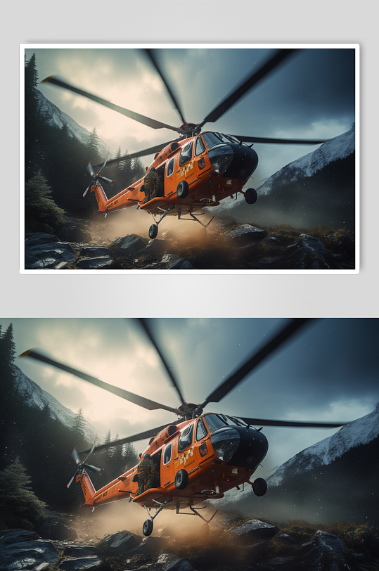 AI数字艺术直升机救援摄影图片