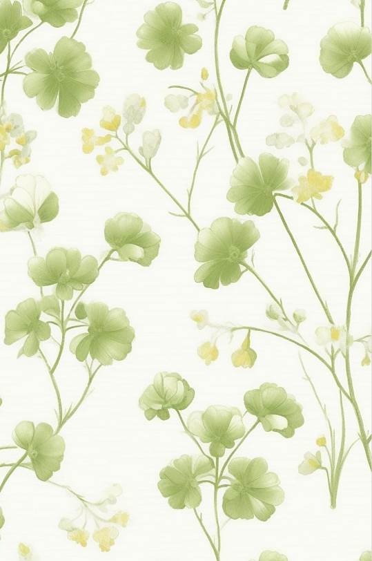 AI数字艺术手绘花朵植物树叶花朵花纹底图
