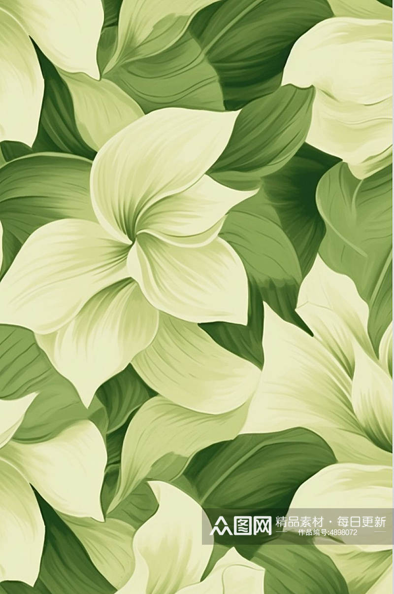 AI数字艺术手绘花朵植物树叶花朵花纹底图素材