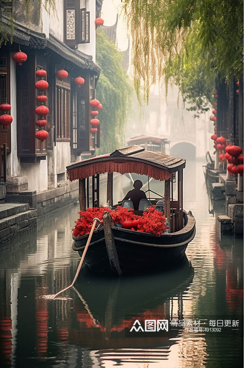 AI数字艺术创意中国古镇文化风光摄影图片素材