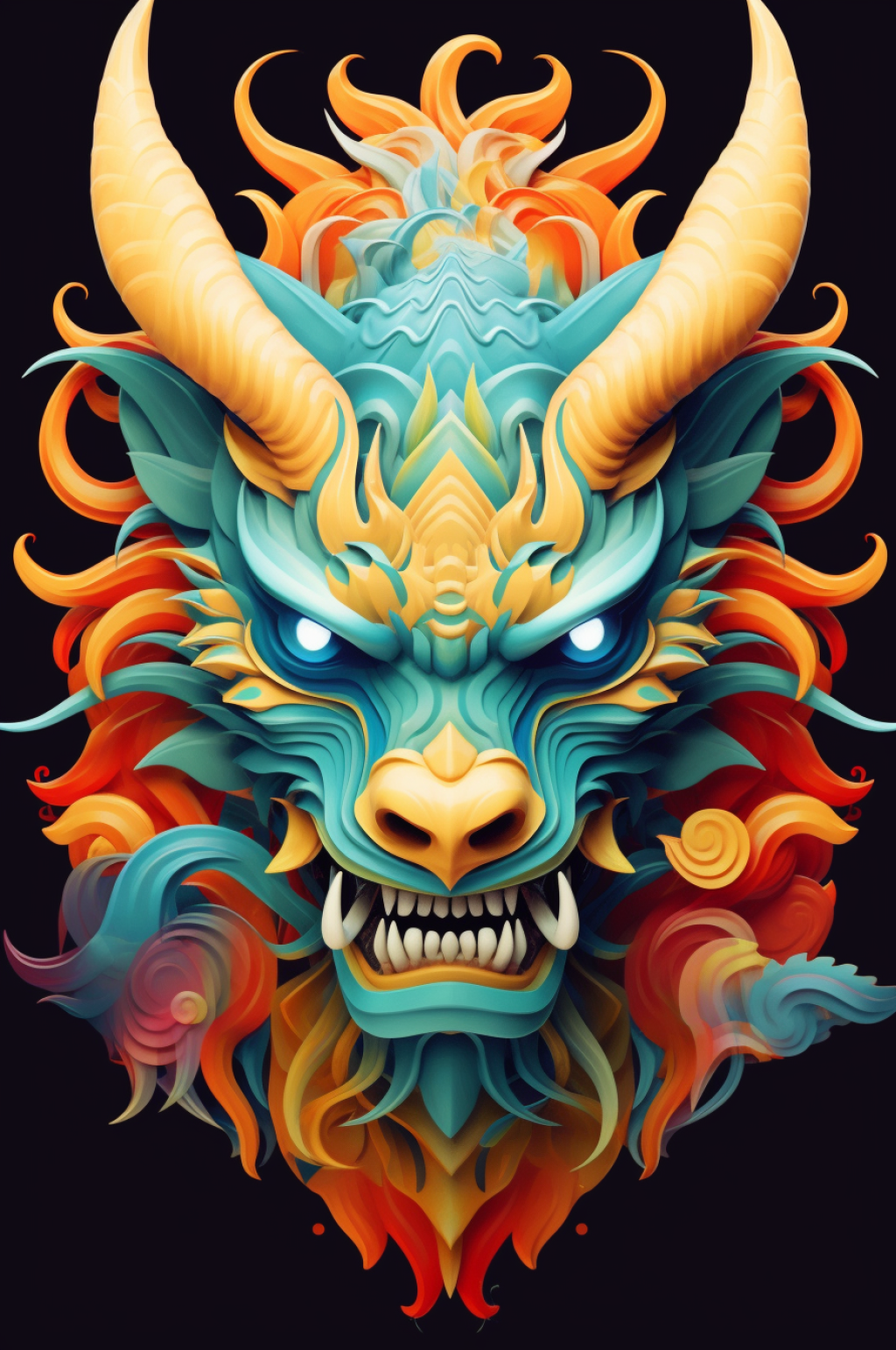 AI数字艺术龙年卡通中国龙插画元素素材