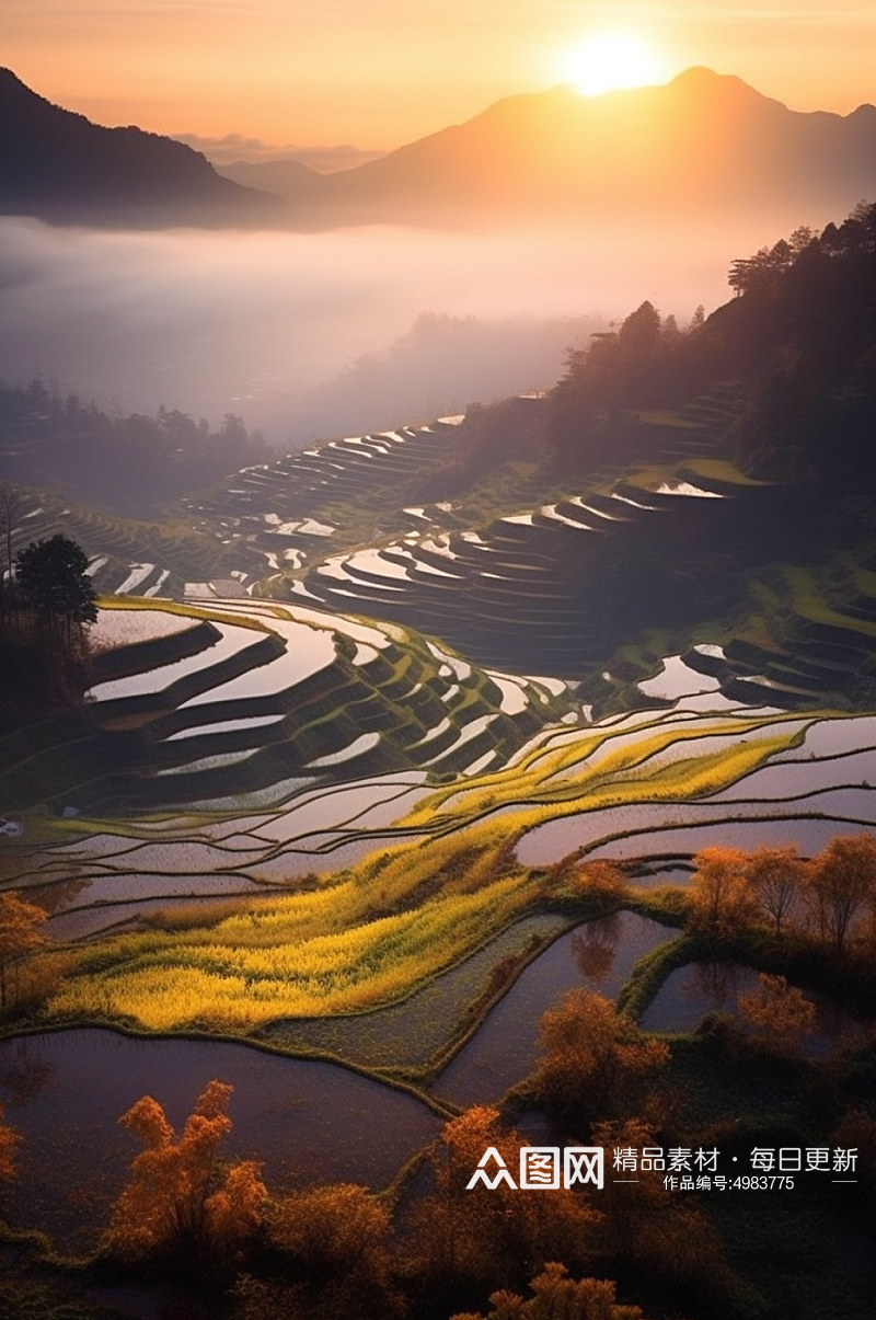 AI数字艺术中国农村乡村田园风情摄影图片素材