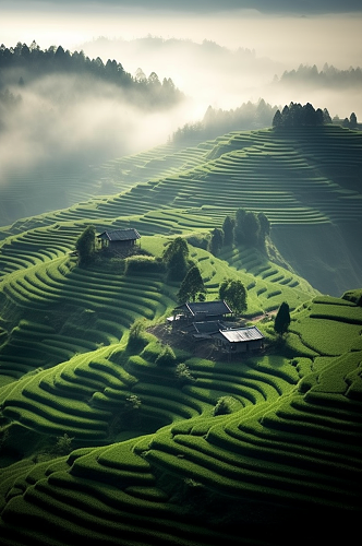 AI数字艺术中国农村乡村田园风情摄影图片