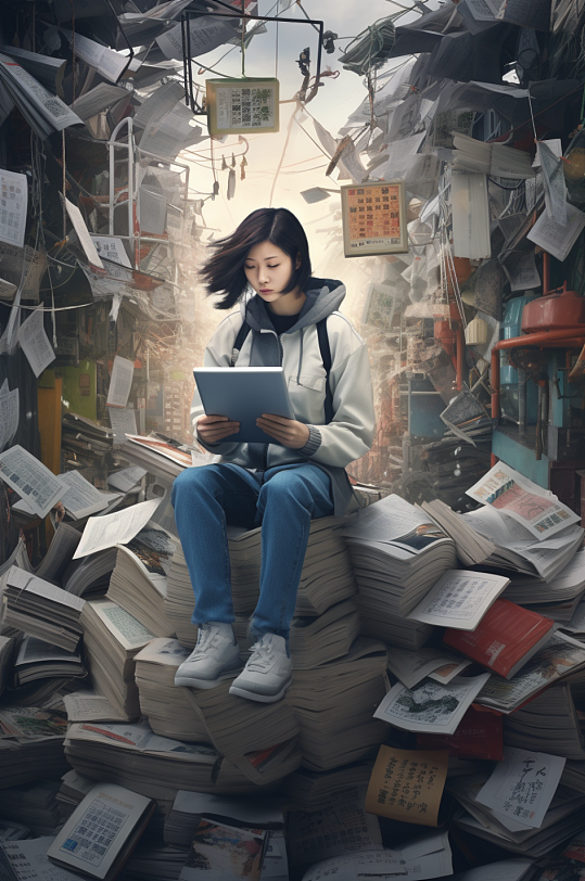 AI数字艺术中考高考考试肖像人物摄影图-众图网