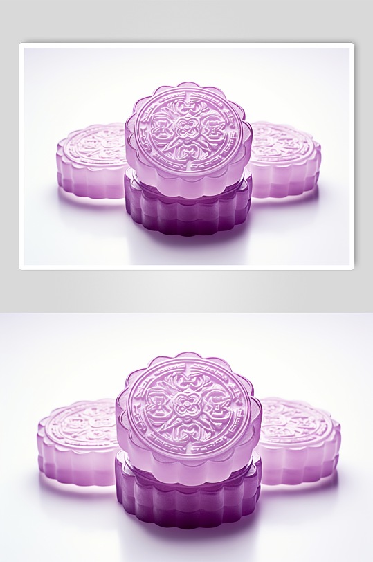 AI数字艺术3D玻璃质感中秋月饼玉兔模型