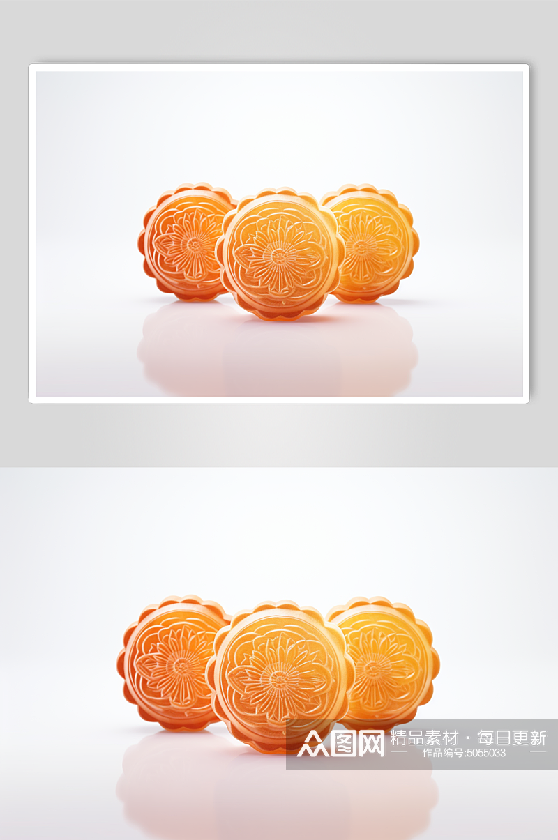 AI数字艺术3D玻璃质感中秋月饼玉兔模型素材