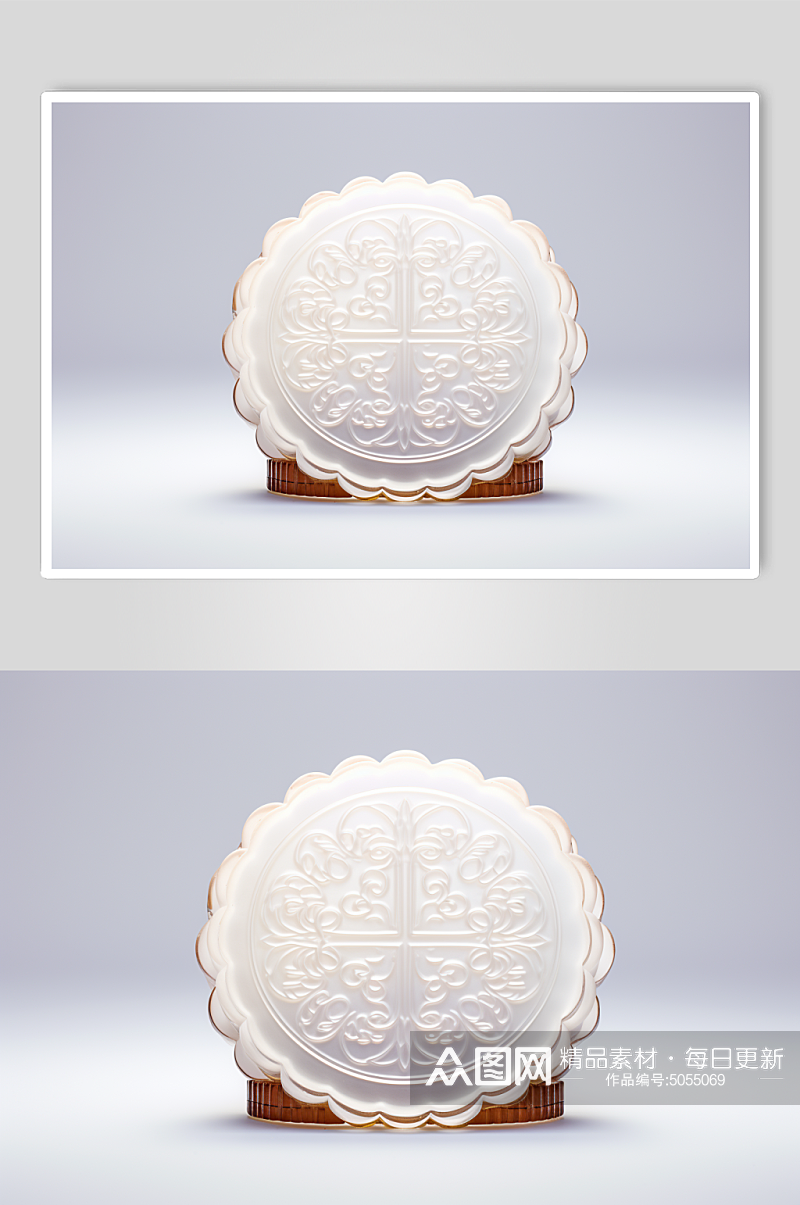 AI数字艺术3D玻璃质感中秋月饼玉兔模型素材