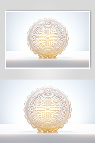 AI数字艺术3D透明质感中秋月饼玉兔模型