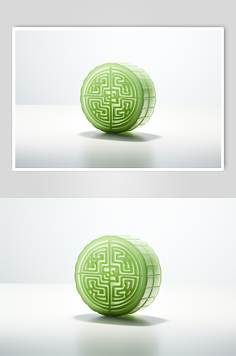 AI数字艺术3D透明质感中秋月饼玉兔模型