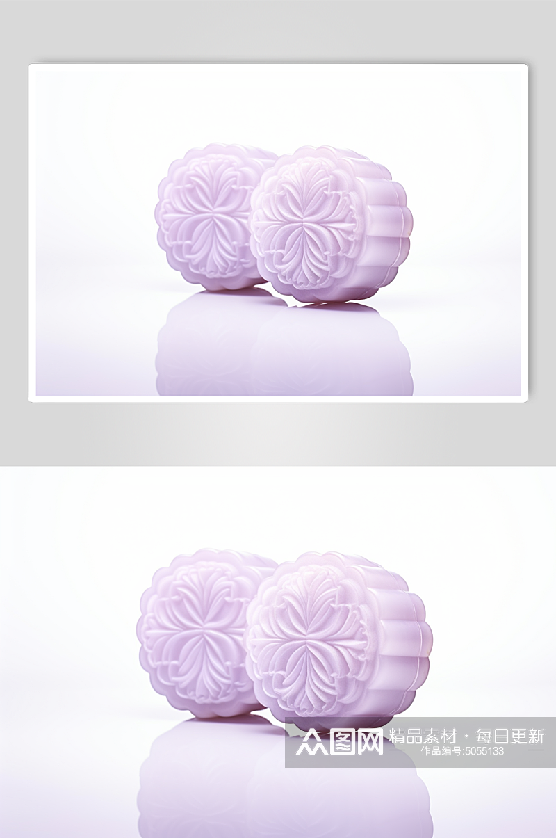 AI数字艺术3D透明质感中秋月饼玉兔模型素材
