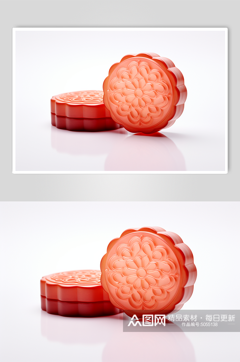 AI数字艺术3D透明质感中秋月饼玉兔模型素材