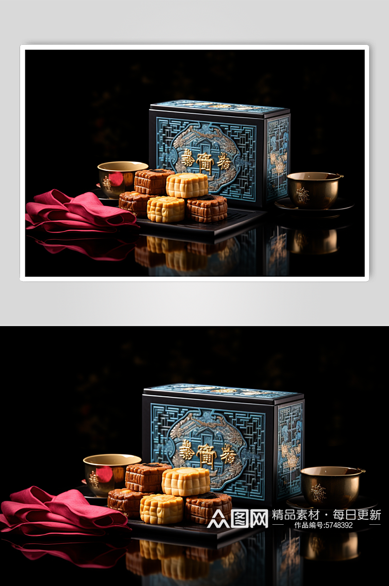 AI数字艺术中式糕点礼盒年货摄影图素材