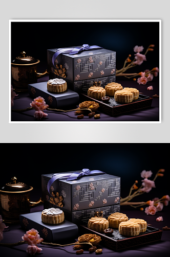 AI数字艺术中式糕点礼盒年货摄影图