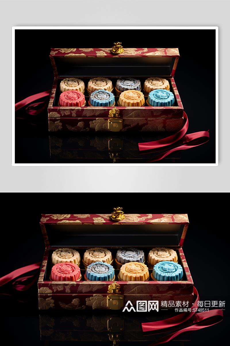 AI数字艺术中式糕点礼盒年货摄影图素材