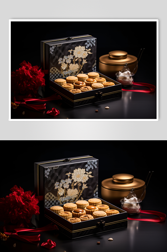 AI数字艺术中式糕点礼盒年货摄影图
