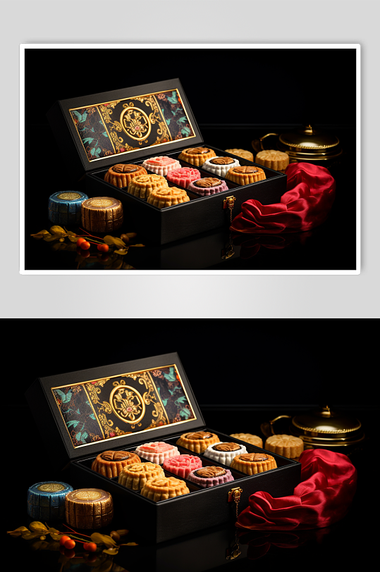AI数字艺术中式糕点礼盒年货摄影图