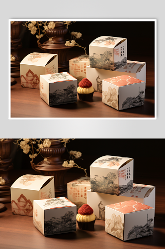 AI数字艺术中式糕点礼盒年货摄影图