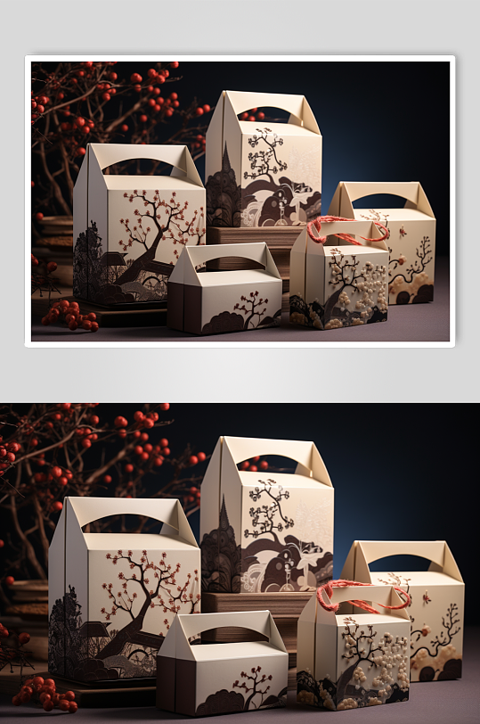 AI数字艺术中式糕点礼盒年货摄影图