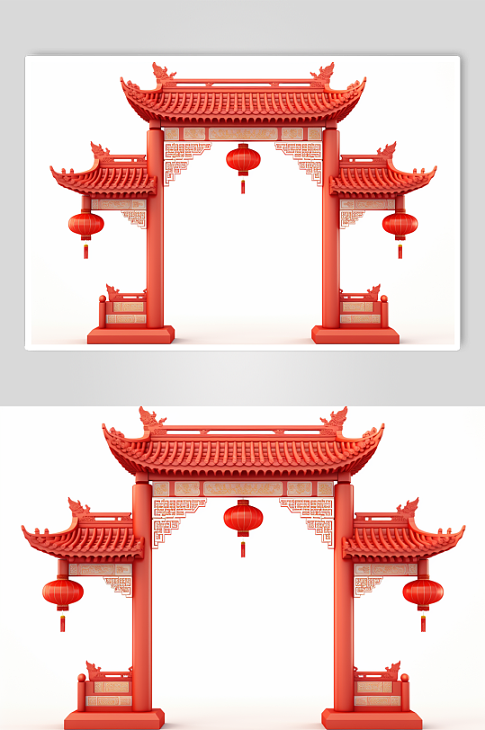 AI数字艺术新年春节新春龙年中式建筑