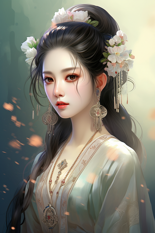 AI数字艺术新中式中国风美女人物插画