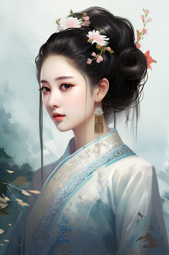 AI数字艺术新中式中国风美女人物插画