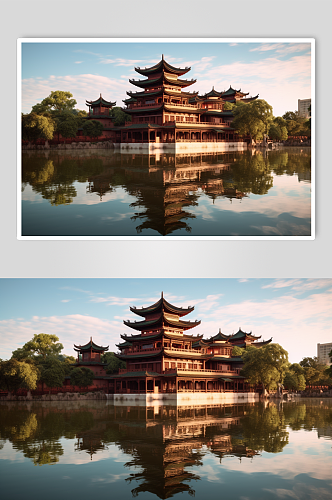 AI数字艺术苏州中式园林景点风景摄影图片