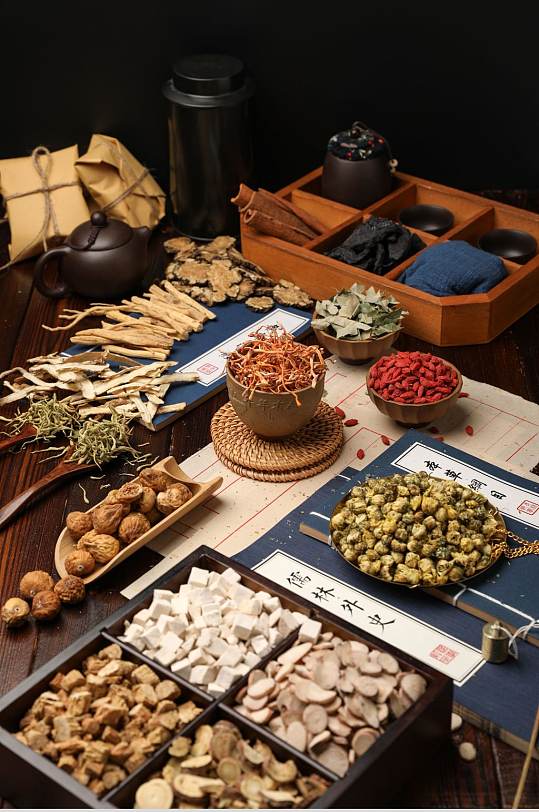 简洁虫草花番泻叶枸杞中药摄影图片-众图网