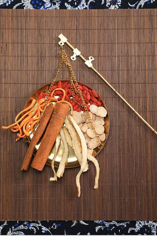 当归白芍桂皮虫草花中医中药物品摄影图片-众图网