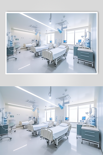AI数字艺术重症监护室医院场景摄影图