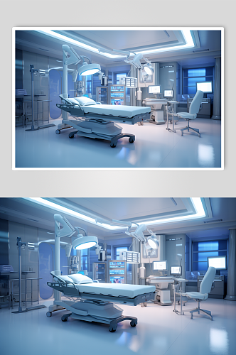 AI数字艺术重症监护室医院场景摄影图