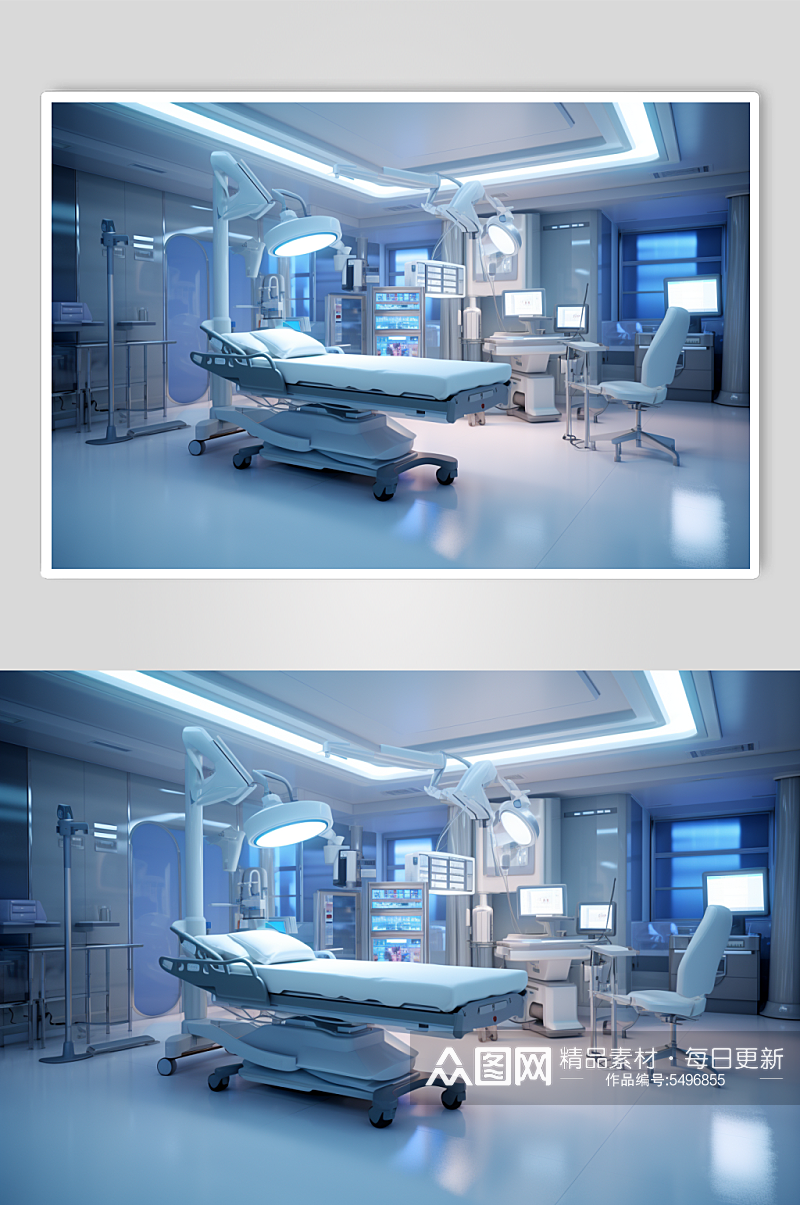 AI数字艺术重症监护室医院场景摄影图素材
