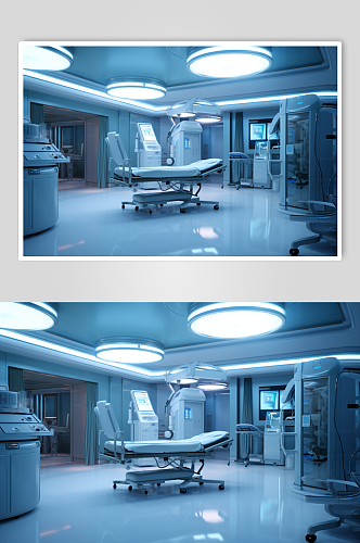AI数字艺术重症监护室医院场景摄影图