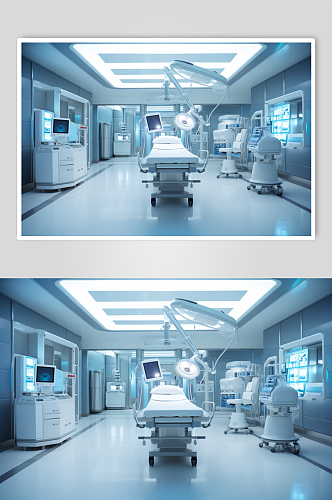 AI数字艺术重症监护室医院场景摄影图