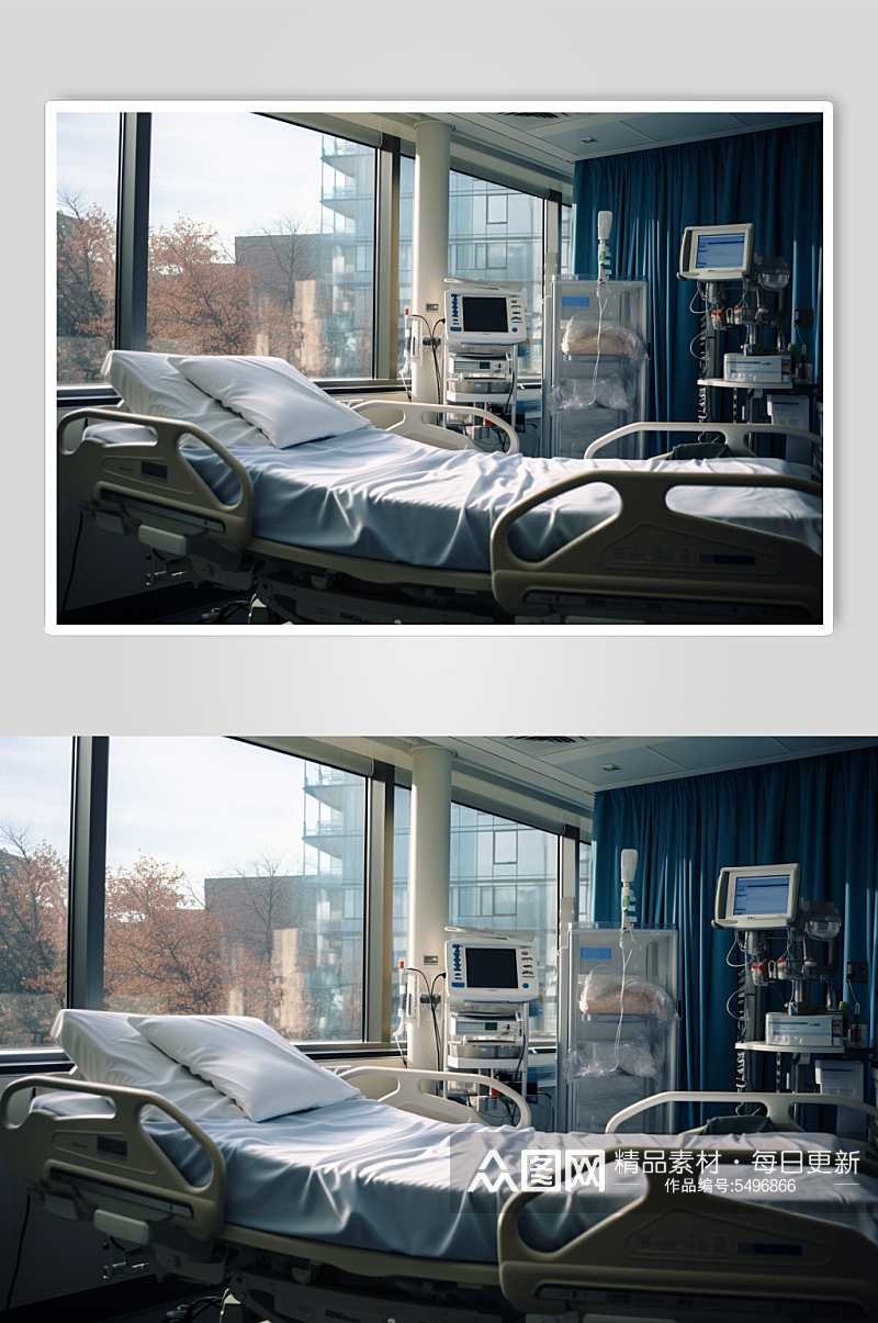 AI数字艺术重症监护室医院场景摄影图素材