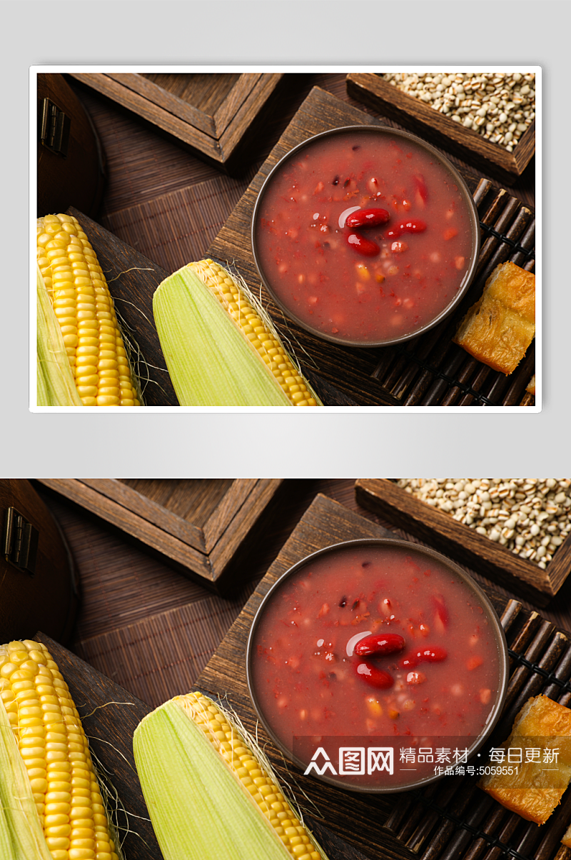 补血薏仁红豆粥粥类美食摄影图片素材
