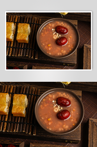 桂圆莲子八宝粥粥类美食摄影图片