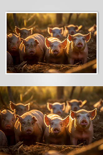 AI数字艺术清新猪动物摄影图片