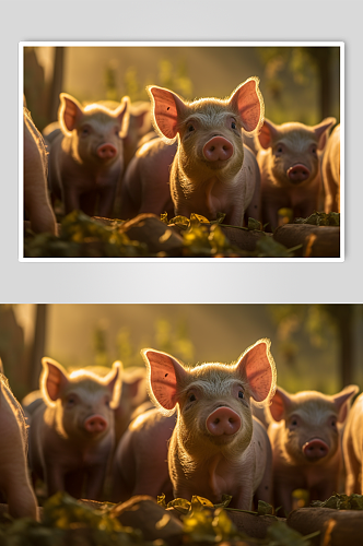 AI数字艺术清新猪动物摄影图片