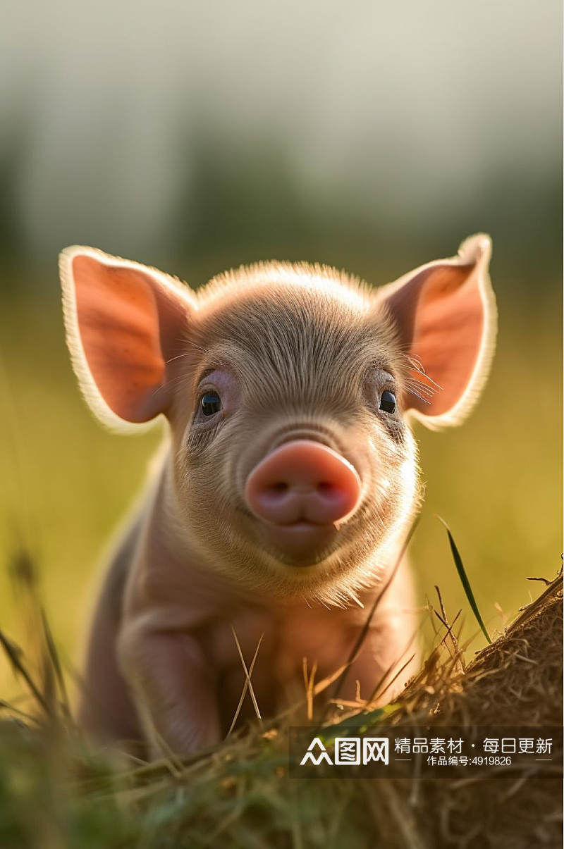 AI数字艺术清新猪动物摄影图片素材