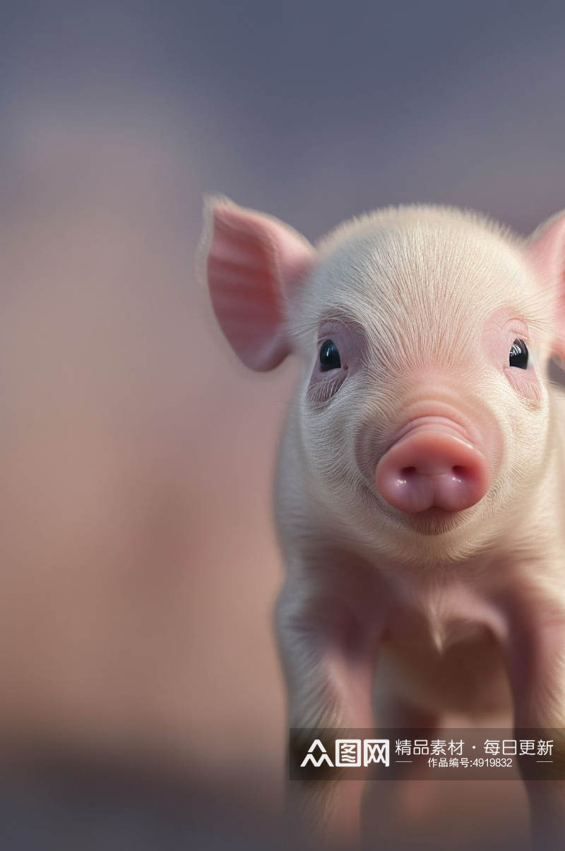 AI数字艺术清新猪动物摄影图片素材