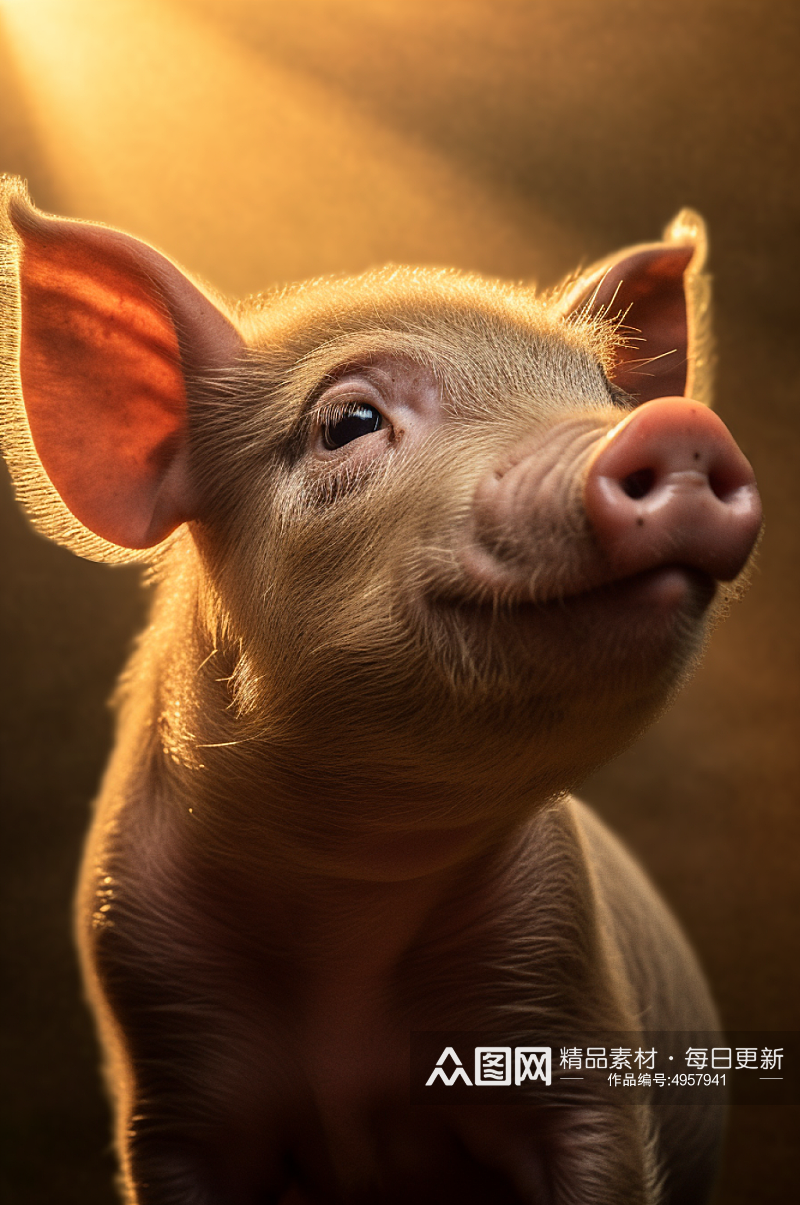 AI数字艺术高清猪家禽动物摄影图片素材