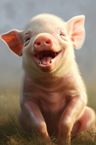 AI数字艺术可爱猪家禽动物摄影图片