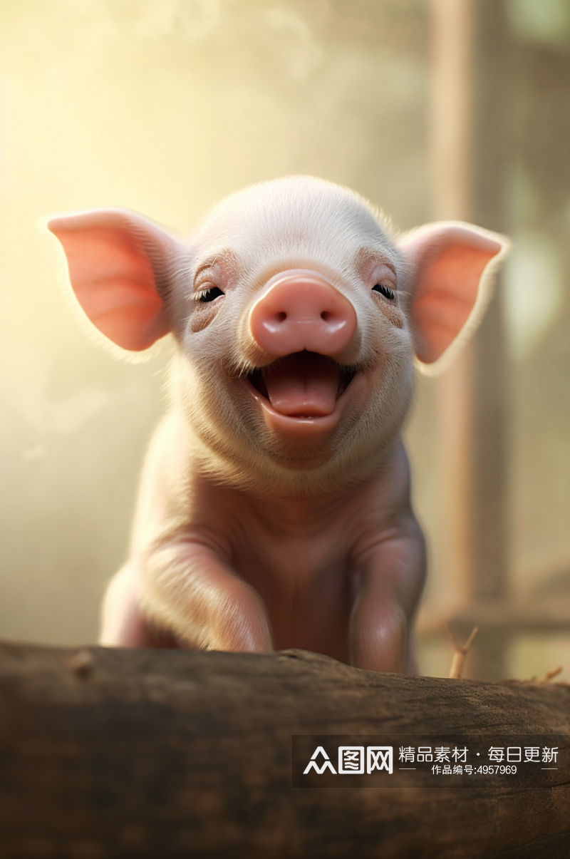 AI数字艺术可爱猪家禽动物摄影图片素材