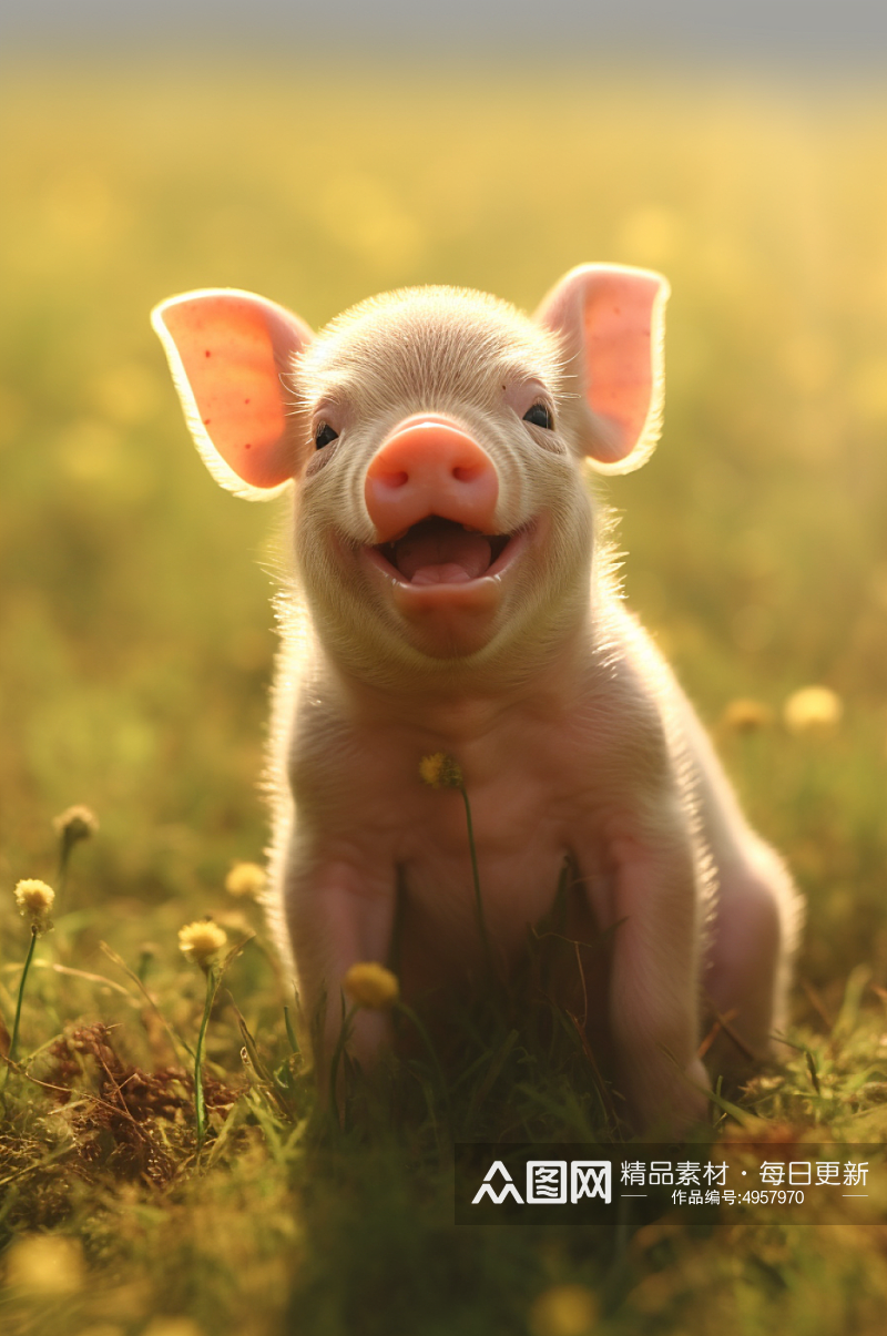 AI数字艺术可爱猪家禽动物摄影图片素材